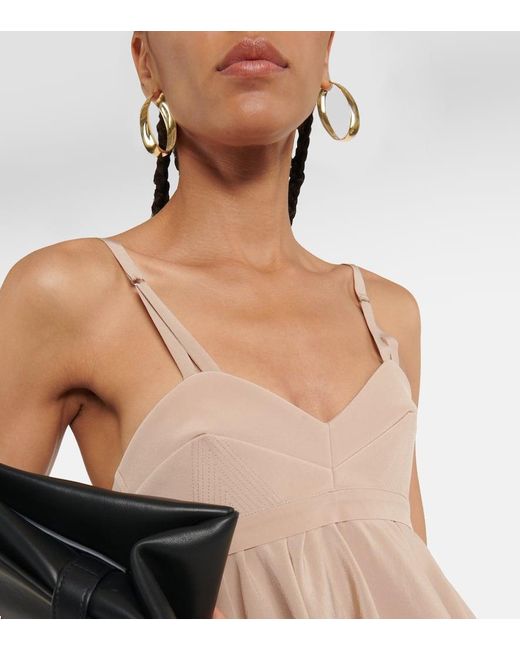 Victoria Beckham Natural Asymmetric Silk Crepe De Chine Top