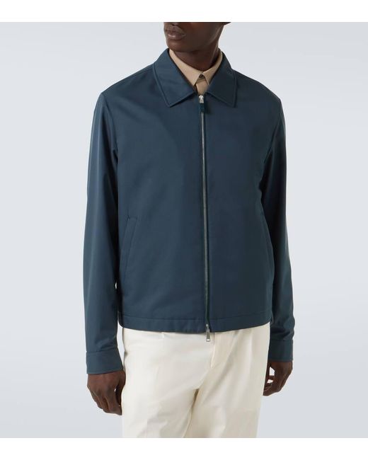 Zegna Blouson Mit Leder in Blue für Herren