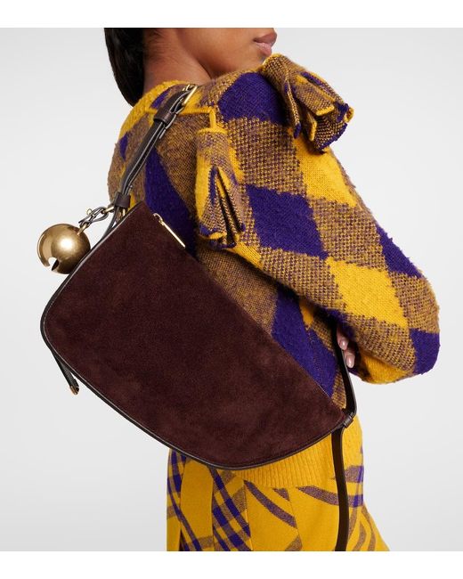 Bolso al hombro Shield Small de ante Burberry de color Brown