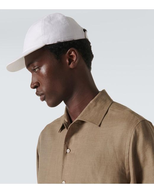 Loro Piana White Linen Baseball Cap for men