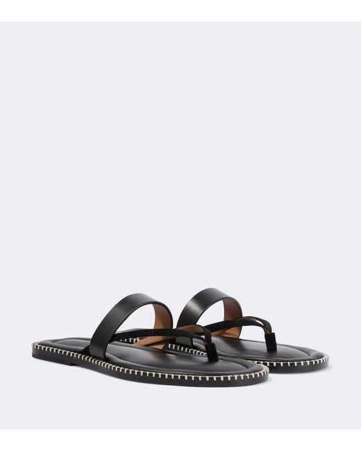 Dries Van Noten Black Leather Thong Sandals for men