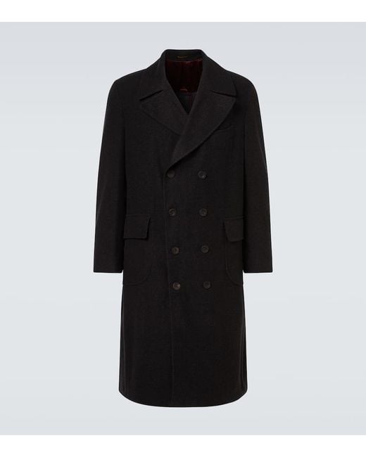 Rubinacci Black Virgin Wool Coat for men