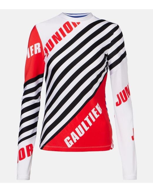 Jean Paul Gaultier Red Logo Striped Jersey T-Shirt