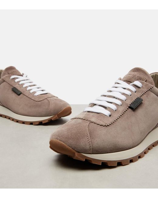 Brunello Cucinelli Brown Suede Sneakers