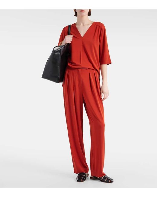 Max Mara Red Bluse Linfa aus Jersey-Crepe