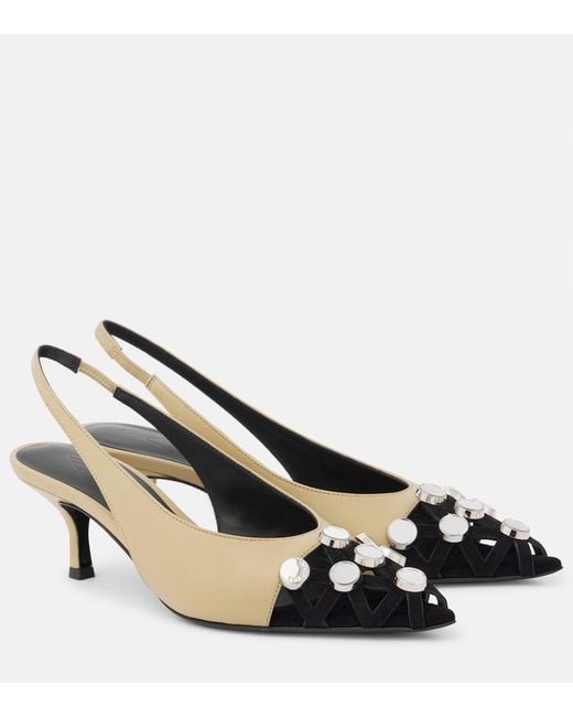 The Attico Metallic Fiona 50 Embellished Leather Slingback Pumps