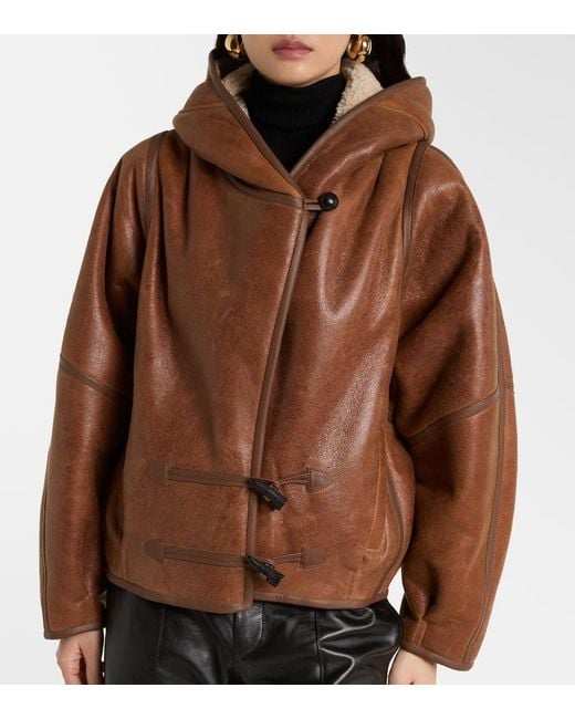Isabel Marant Brown Amiel Shearling-Lined Leather Jacket