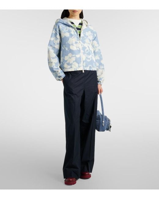 Moncler Blue Noisetier Floral Hooded Jacket