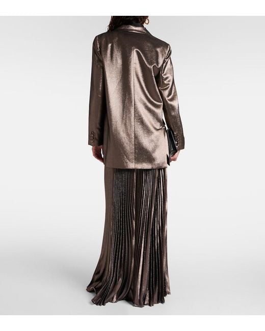 Max Mara Brown Edro Silk-Blend Lame Blazer