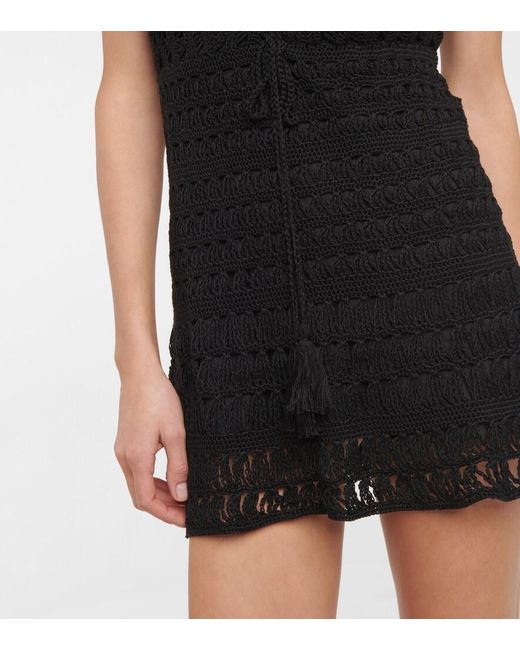 Anna Kosturova Black Jennifer Crochet Cotton Minidress