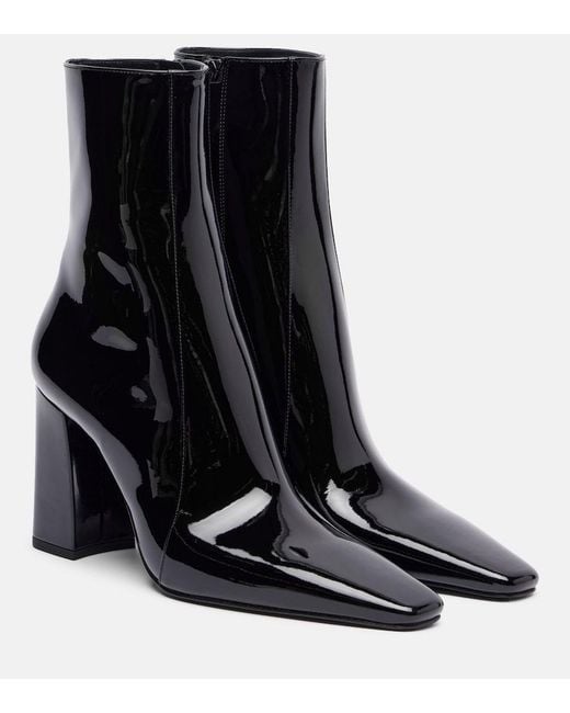 Saint Laurent Black Rainer 90 Patent Leather Ankle Boots