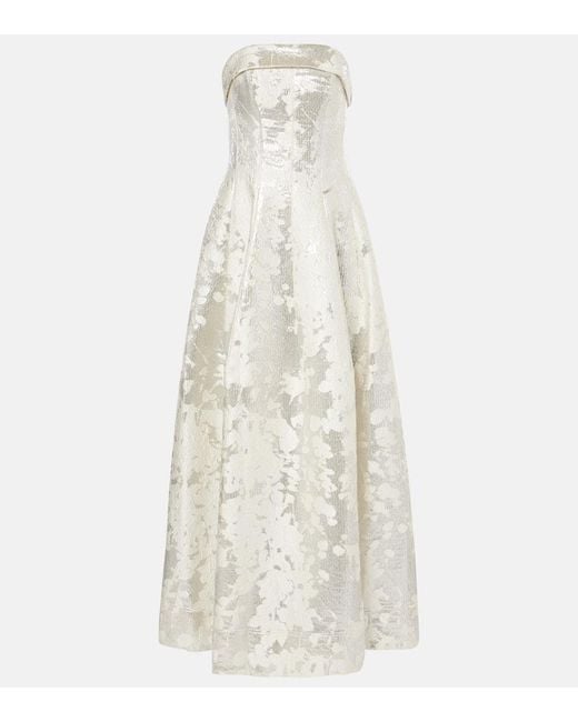 Jonathan Simkhai White Octavia Lame Jacquard Corset Gown