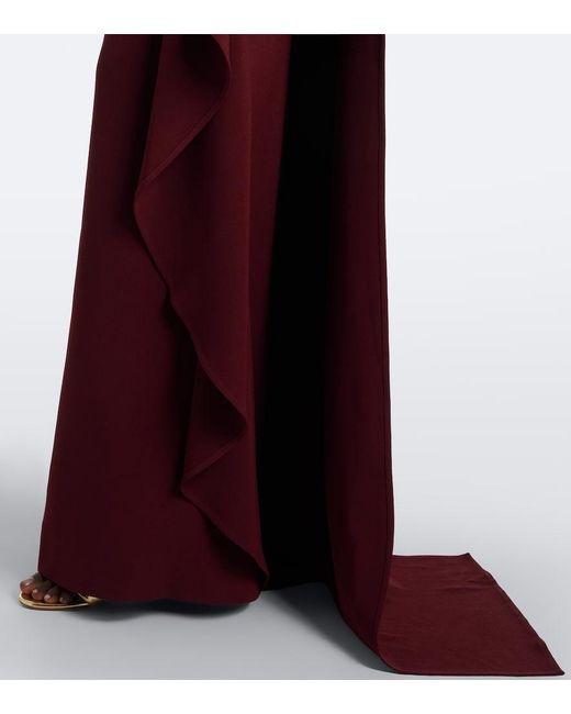 Elie Saab Purple Scarf-Detail Embellished Draped Cady Gown