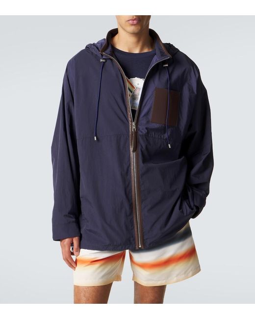 Loewe Blue Paula's Ibiza Leather-Trimmed Ripstop Jacket for men