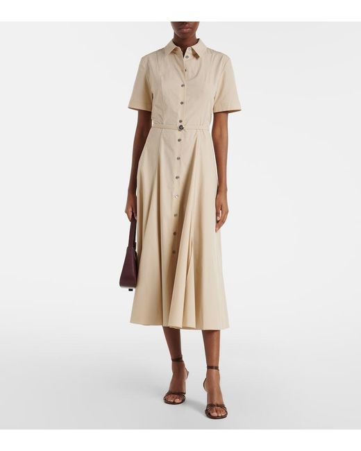 Tory Burch Natural Belted Cotton-Blend Shirt Dress