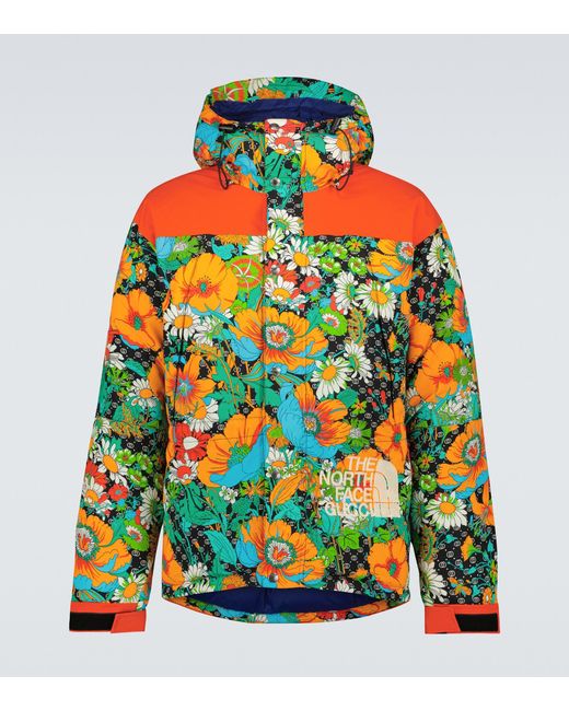 Gucci Multicolor The North Face X Floral Down Jacket for men