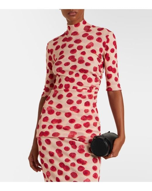Stella McCartney Red Printed Mesh T-Shirt