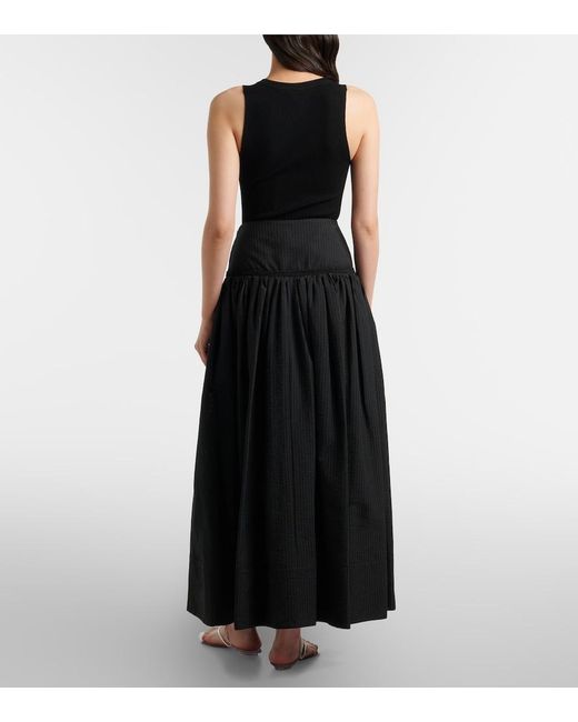 Alaïa Black Cotton-Blend Maxi Skirt