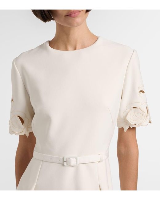 LEO LIN White Aurelie Belted Floral-Applique Minidress