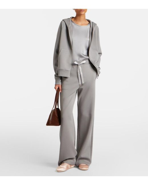 Max Mara Gray Cotton-Blend Wide-Leg Sweatpants