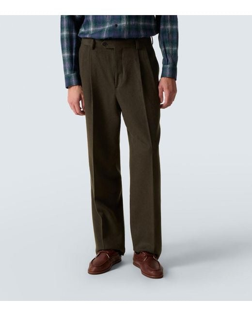 Auralee Gray Camel Hair Flannel Straight Pants for men