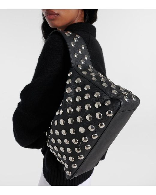Khaite Black Elena Medium Studded Leather Shoulder Bag