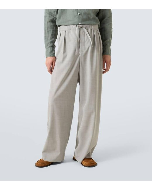 Loewe Gray Wool Wide-Leg Pants for men