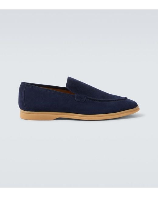 Eleventy Blue Suede Loafers for men