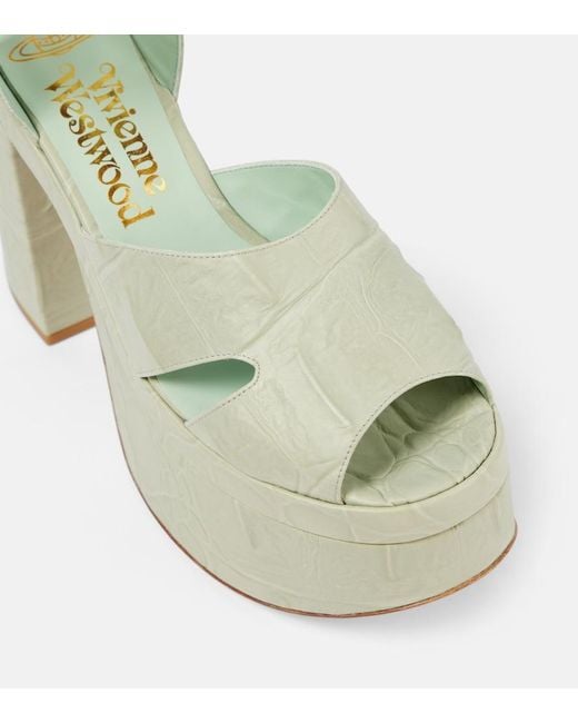 Vivienne Westwood Green Olde London Croc-Effect Leather Platform Sandals