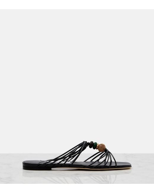 Jimmy Choo Black Lova Embellished Leather Mules