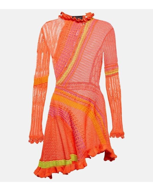 Roberta Einer Orange Ali Cotton Knit Minidress