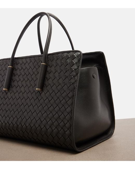 Bottega Veneta Black Barbara Small Intrecciato Leather Tote Bag