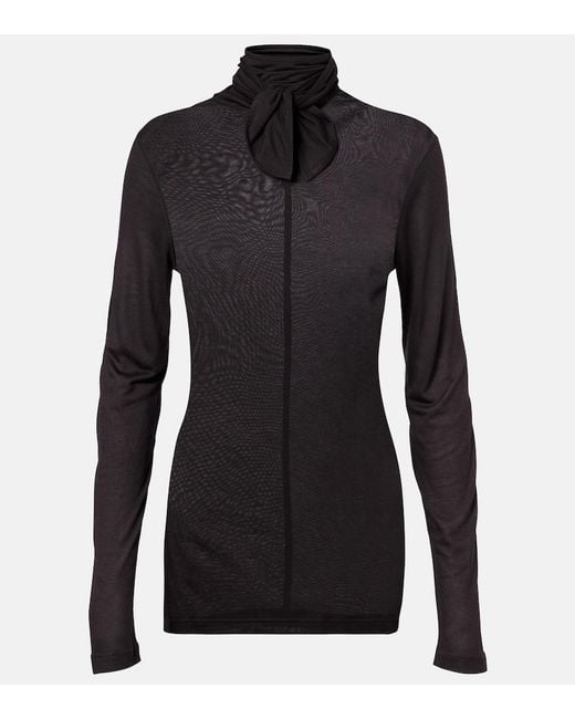 Lemaire Black Tie-Neck Jersey Top