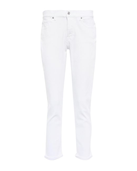 7 For All Mankind White Mid-Rise Slim Jeans Asher