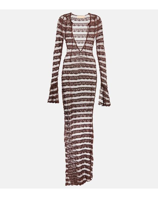 AYA MUSE White Semi-sheer Lace Maxi Dress