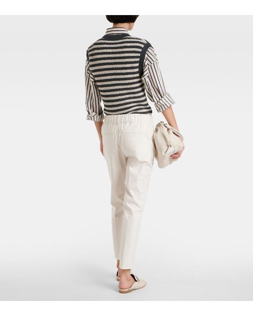Brunello Cucinelli White Pull Up Low-Rise Slim Pants