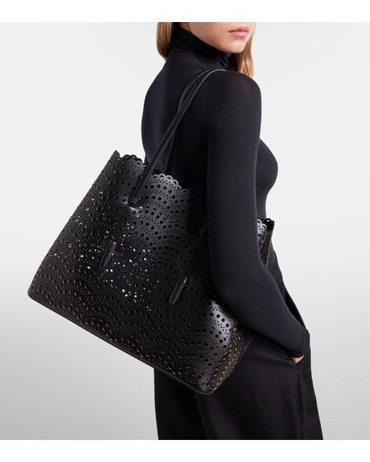 Alaïa Black Mina 37 Vienne Leather Tote Bag