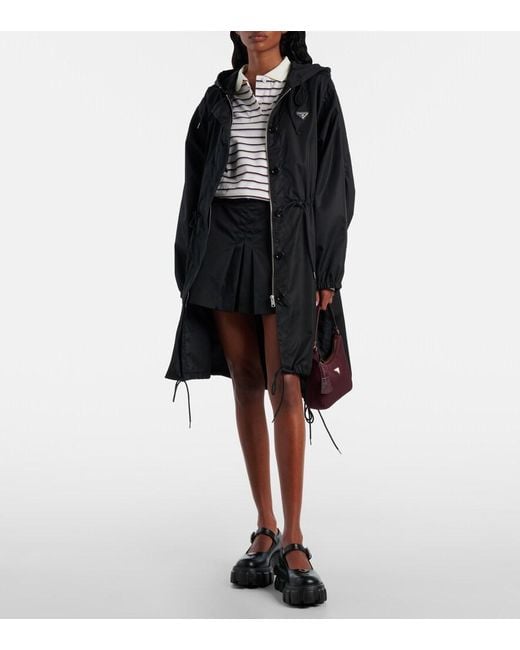 Prada Black Leather Logo Plaque Platform Flats