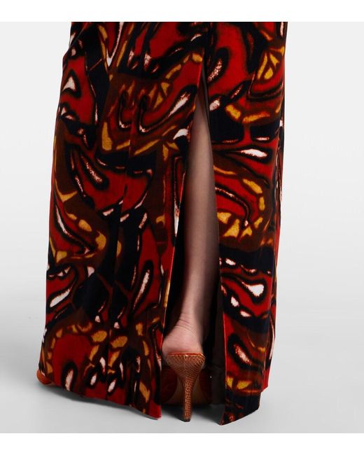Dries Van Noten Red Debant Printed Cotton-Blend Maxi Dress