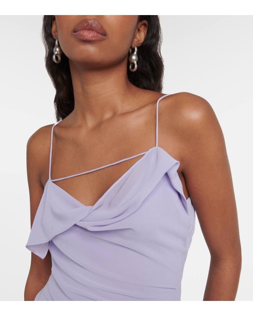 Acne Purple Ruffled Asymmetric Midi Dress