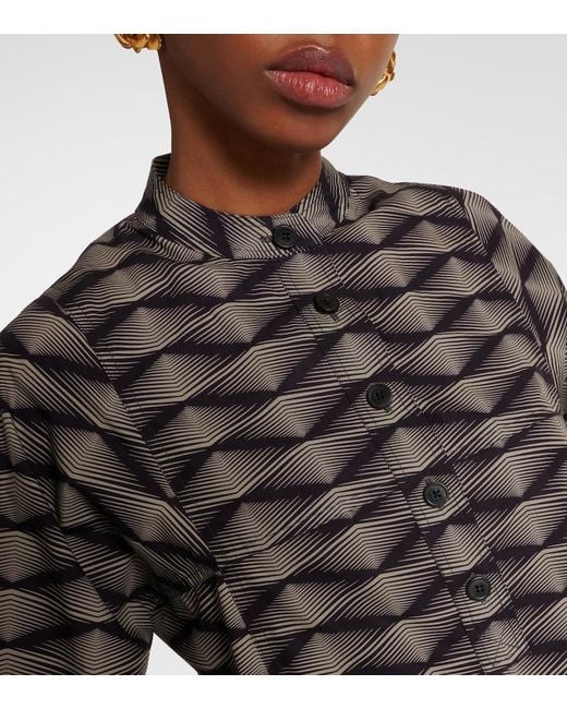 Dries Van Noten Gray Printed Cotton Poplin Maxi Dress