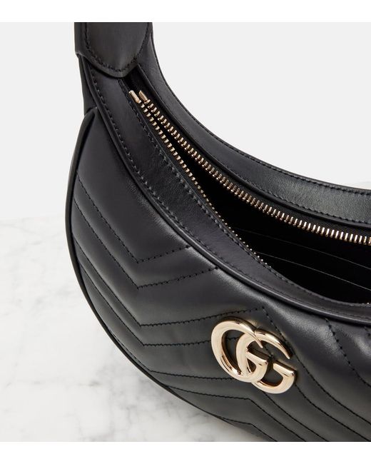 Gucci Black Gg Marmont Small Leather Shoulder Bag