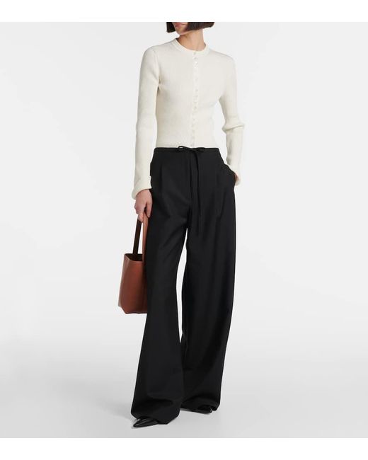 Rohe Black Wool And Mohair Wide-Leg Pants