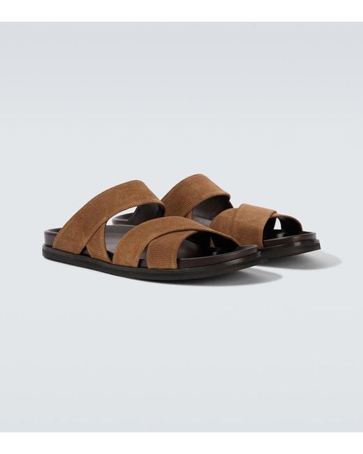 Manolo Blahnik Brown Seaton Suede Sandals for men