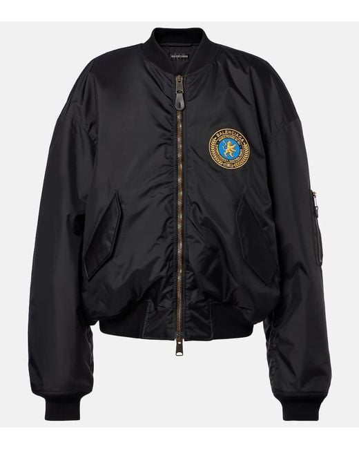 Balenciaga Black Oversized Logo Bomber Jacket