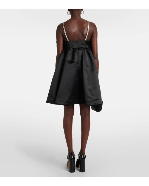 Nina Ricci Black Bow-Detail Satin Minidress
