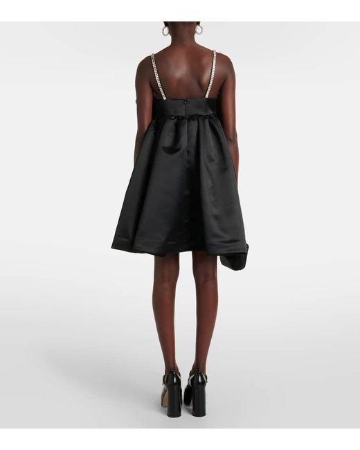 Vestido corto de saten con lazo Nina Ricci de color Black