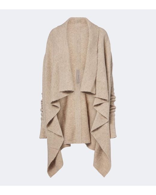 Rick Owens Natural Hooded Alpaca And Wool-Blend Cardigan