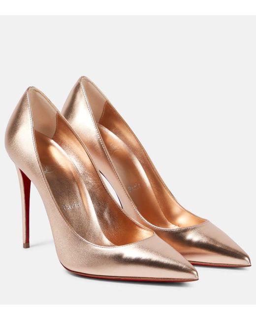 Christian Louboutin Kate 100 Metallic Leather Pumps in Brown Lyst