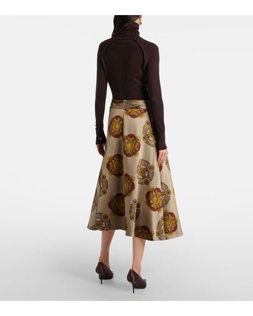 LaDoubleJ Brown Milano Printed Jacquard Midi Skirt